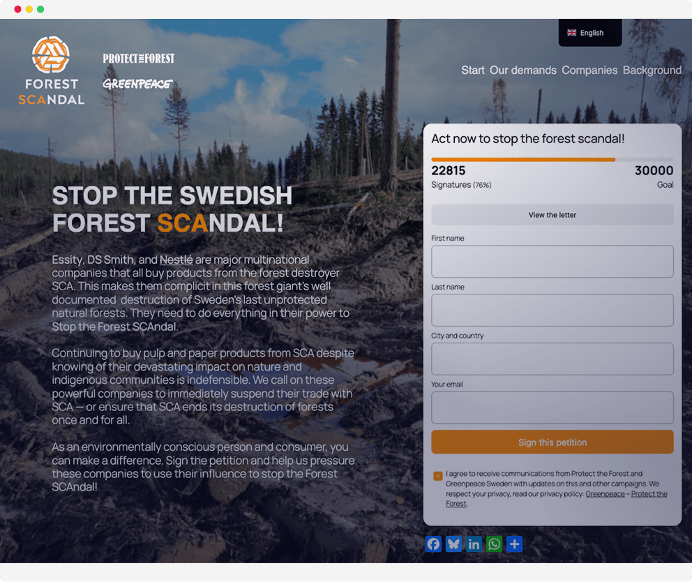 Forest Scandal petition site powered by Petitioner